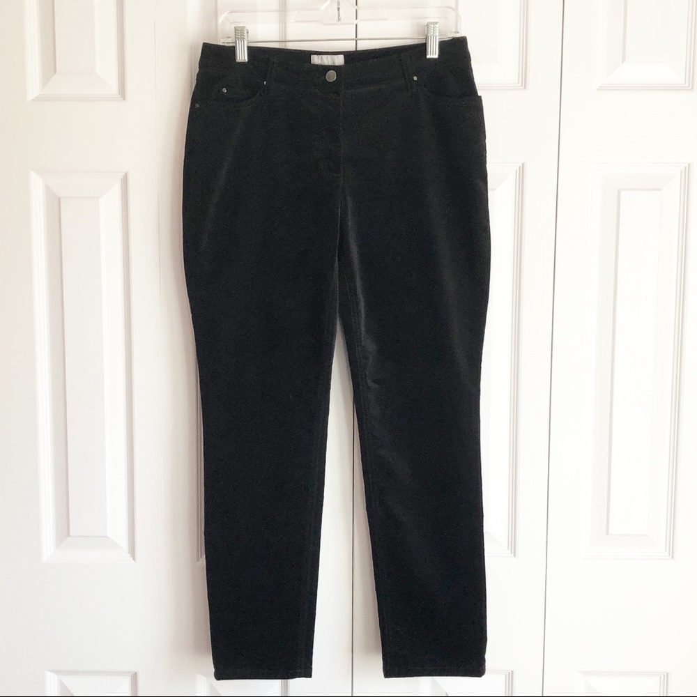 NWT Pure Collection Soft Black Washed Velvet Slim Cropped Ankle Jeans 6